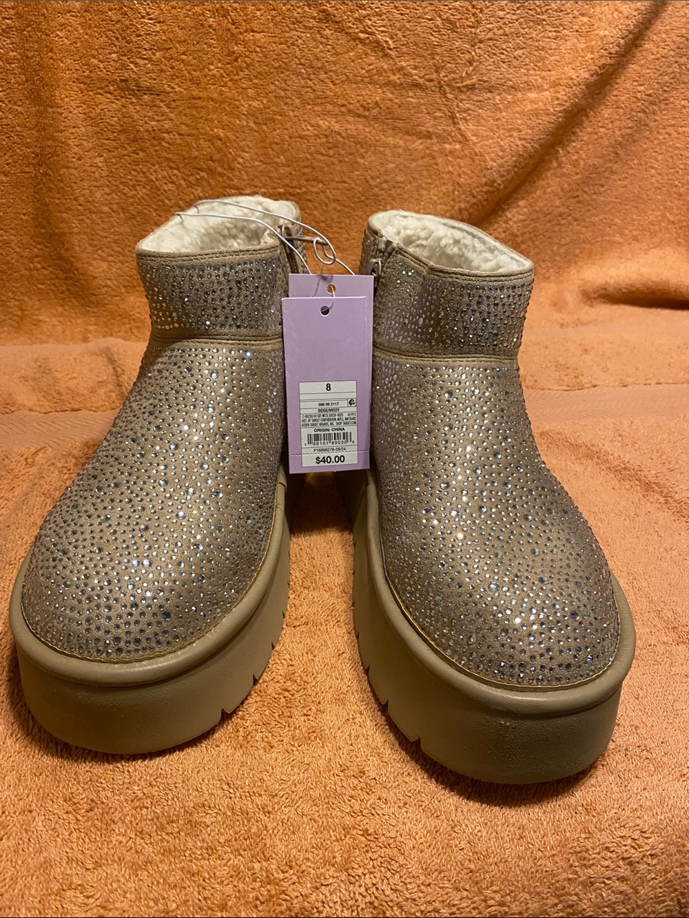 Target wild fable Sparkle Platform Mules in Taupe